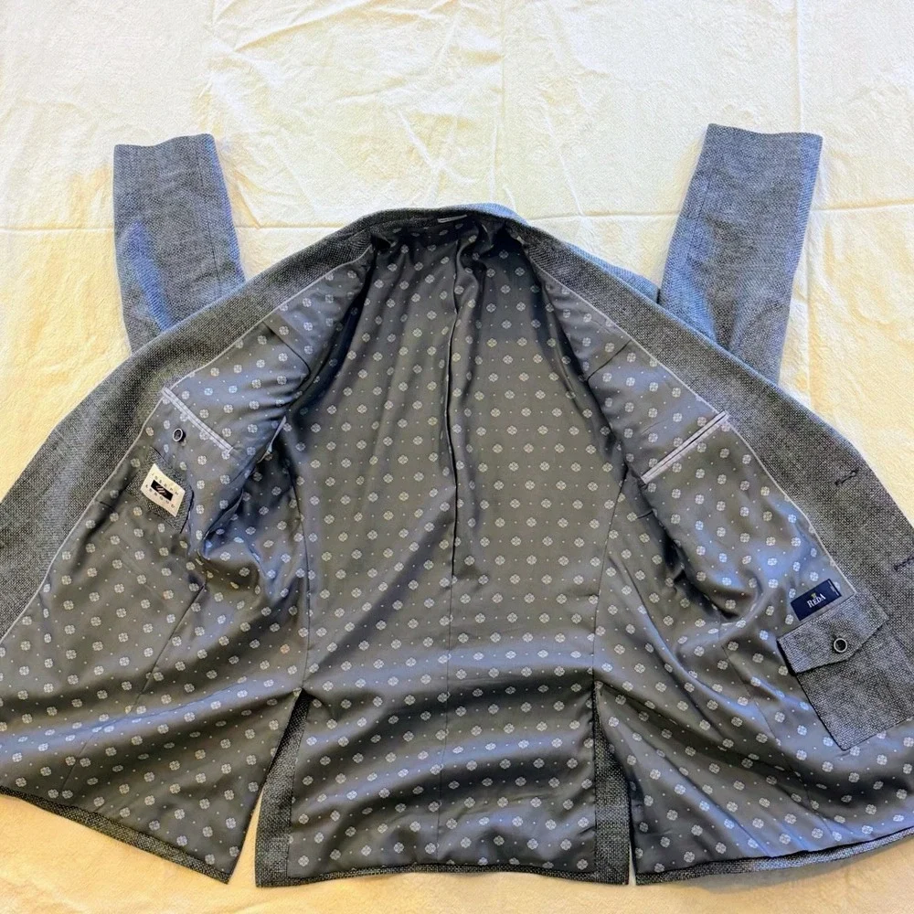 Joseph Abboud Men's Reda Linen Wool Blend Sport Coat Blazer Gray Weave Size 44L